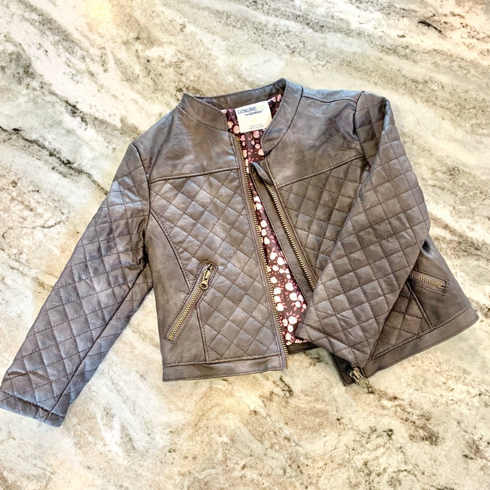 GenuineKids Osh Kosh like NEW 2T faux leather coat with floral lining